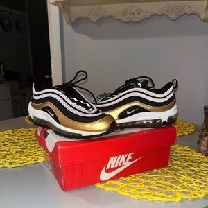 Nike Air Max 97 "Black/Metallic Gold" Grade School Kid's Shoes